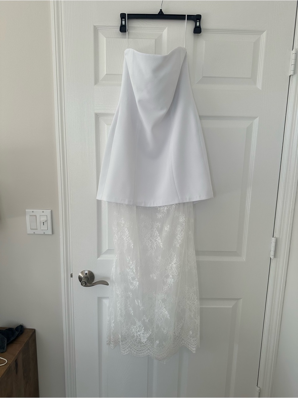 Park & Fifth Fairview White Strapless Lace Overlay Dress - Picture 4 of 7